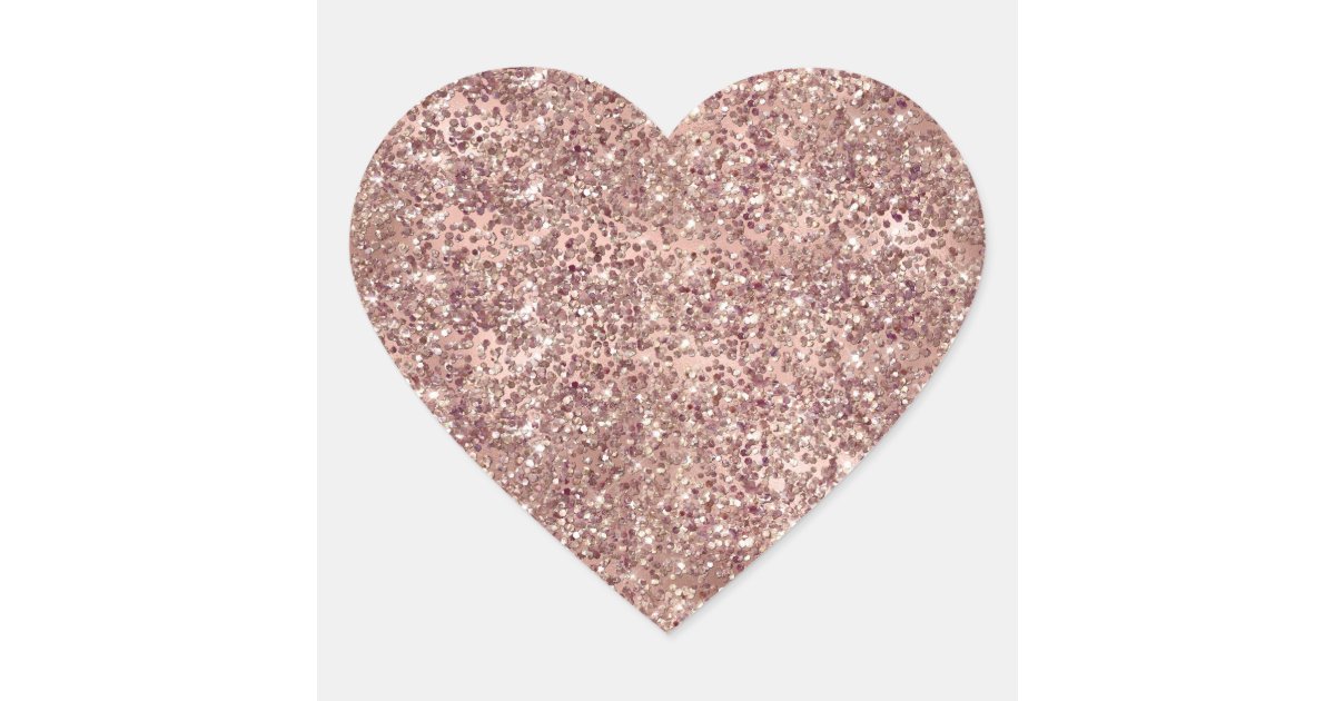 Rose Gold Glam Glitter Sparkle Heart Sticker | Zazzle