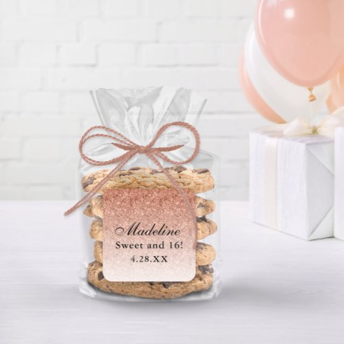 Rose Gold Glam Glitter Sweet 16 Personalized Square Sticker