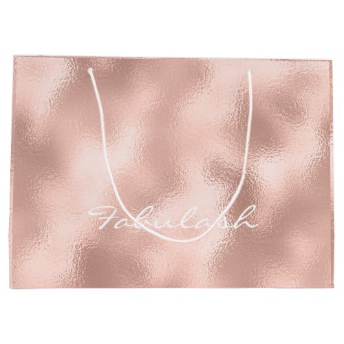 Rose Gold Glam Minimal Beauty Metallic White Large Gift Bag