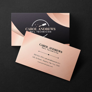 Rose Gold Glam Nail Technician Nail Artist Beauty Business Card