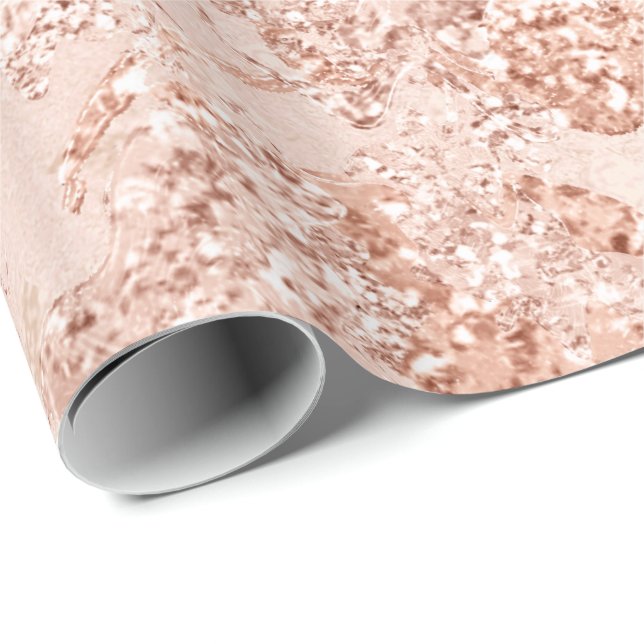 Rose Gold Glam Skinny Glitter Bride Gray Copper Wrapping Paper (Roll Corner)