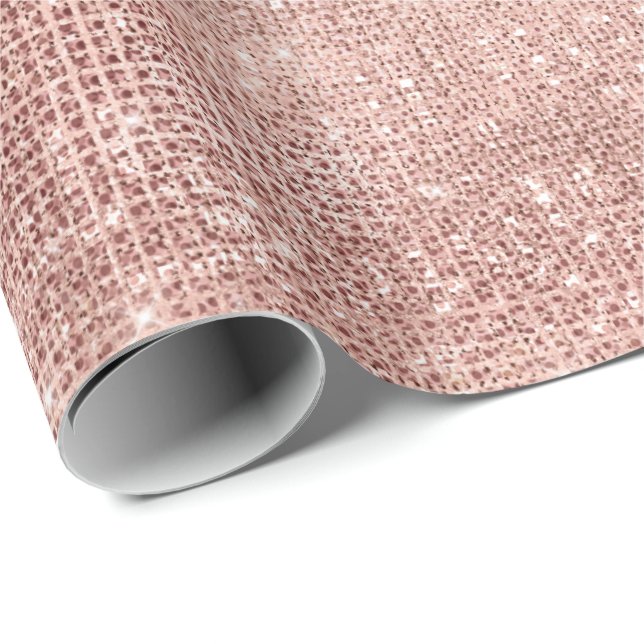 Rose Gold Glam Spark Bridal Blush Elegant Wedding Wrapping Paper (Roll Corner)