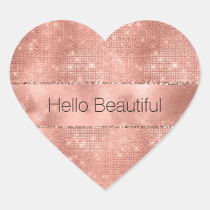Rose Gold Glam Sparkle Heart Sticker