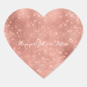 Rose Gold Glam Sparkle Wedding Heart Sticker
