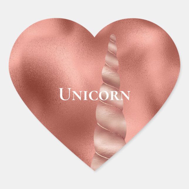 Rose Gold Glam Unicorn Birthday Heart Sticker (Front)