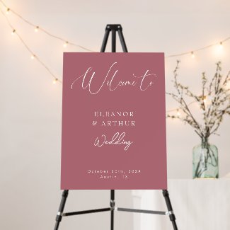 Rose Gold Glamour & White Script Wedding Welcome
