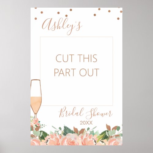 Rose Gold Glass Bridal Shower Photo Booth Frame Poster
