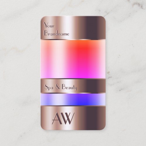 Rose Gold Glass Can Look Colorful Liquids Monogram Business Card