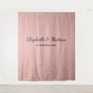 Rose gold gliiter blush wedding backdrop tepestry