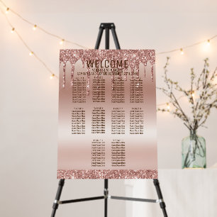 Rose Gold Glitter 10 Tables Wedding Seating Foam Board