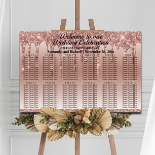 Rose Gold Glitter 12 Tables Wedding Seating Foam Board