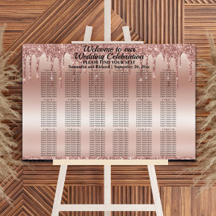 Rose Gold Glitter 18 Tables Wedding Seating Foam Board