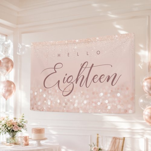 Rose Gold Glitter 18th Birthday Party Banner