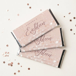 Rose Gold Glitter 18th Birthday Party Hershey Bar Favors