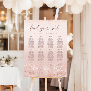 Rose Gold Glitter 18th Birthday Seating Chart Foam Board