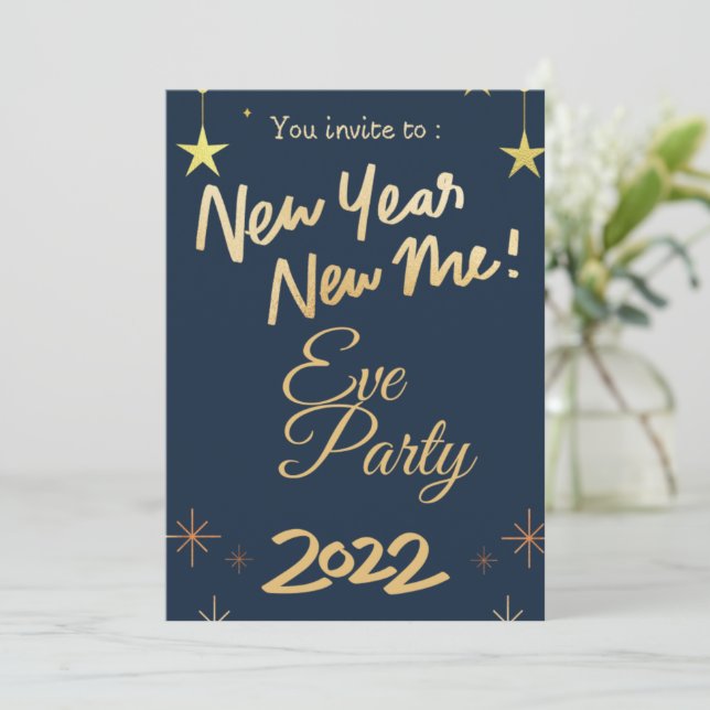 Rose Gold Glitter 2022 New Year's Party Invitation (Standing Front)