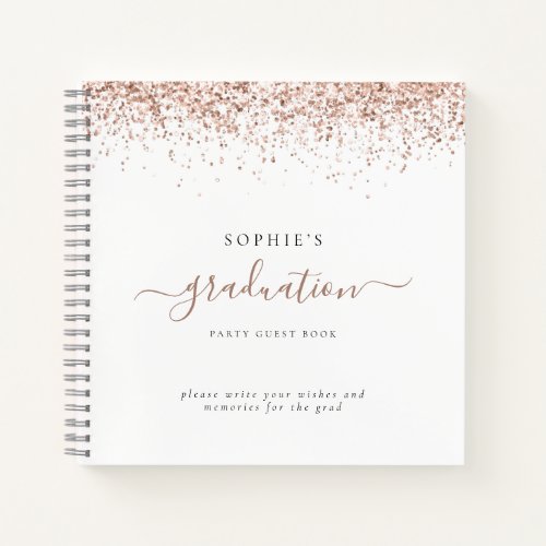 Rose Gold Glitter 2024 Graduation Party Guest Book