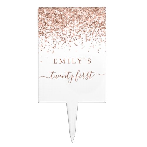 Rose Gold Glitter 21st birthday Party Cake Topper