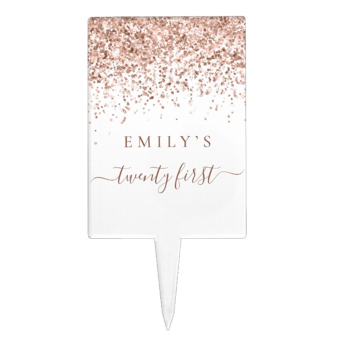 Rose Gold Glitter 21st birthday Party Cake Topper | Zazzle.com