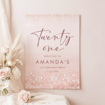 Rose Gold Glitter 21st Birthday Party Poster