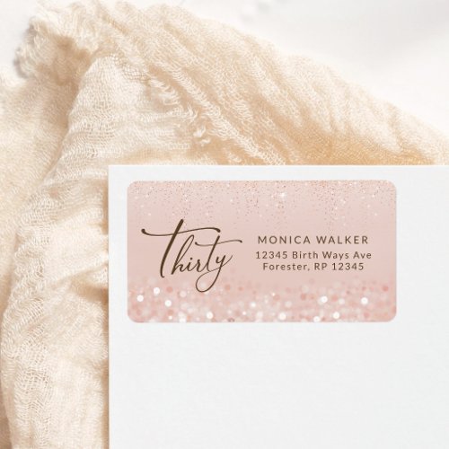 Rose Gold Glitter 30th Birthday Address Label