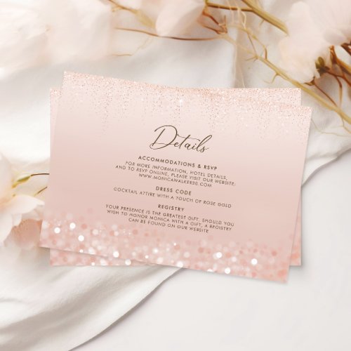 Rose Gold Glitter 30th Birthday Details Enclosure Card