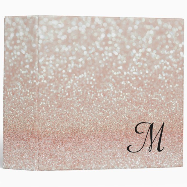 Rose Gold Glitter 3 Ring Binder (Front/Spine)