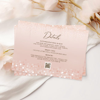 Rose Gold Glitter 40th Birthday Details Enclosure Card