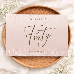 Rose Gold Glitter 40th Birthday Party Guest Book