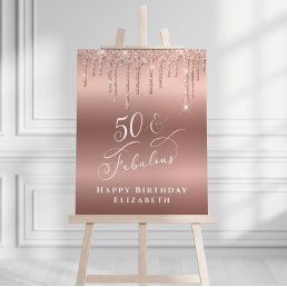 Rose Gold Glitter 50 Fabulous Birthday Party Foam Board