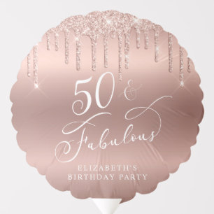Rose Gold Glitter 50th Birthday Party Balloon