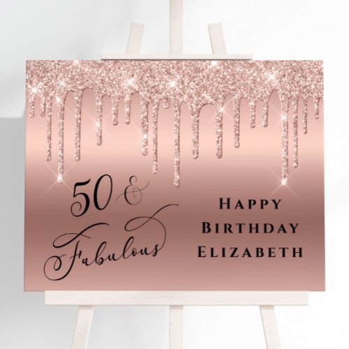 Rose Gold Glitter 50th Birthday Party Foam Board