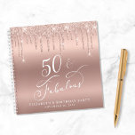 Rose Gold Glitter 50th Birthday Party Guest Book<br><div class="desc">Chic guest book for her 50th birthday party featuring "50 & Fabulous" in an elegant white scrip and rose gold faux glitter. Personalize with her name and the party date.</div>