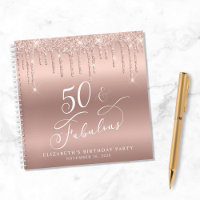 Rose Gold Glitter 50th Birthday Party Guest Book