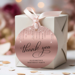 Rose Gold Glitter 50th Birthday Party Thank You Favor Tags