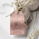 Rose Gold Glitter 50th Birthday Party Thank You Gift Tags<br><div class="desc">Elegant and chic personalized 50th birthday party thank you gift tags. "50 & Fabulous" and "thank you" are written with a stylish calligraphy script against a rose gold background,  with rose gold faux glitter dripping from the top.</div>