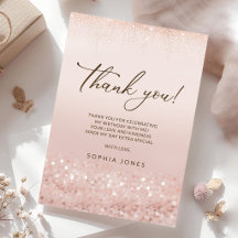 Rose Gold Glitter 50th Birthday Thank You Card