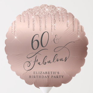 Rose Gold Glitter 60th Birthday Party Balloon