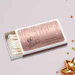 Rose Gold Glitter 60th Birthday Party Favor Matchboxes<br><div class="desc">Elegant and chic 60th birthday party favors featuring "60 & Fabulous" written in pretty script against a rose gold background,  with rose gold faux glitter dripping down. You can personalize with her name and the party date.</div>