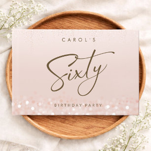 Rose Gold Glitter 60th Birthday Party Guest Book