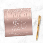 Rose Gold Glitter 60th Birthday Party Guest Book<br><div class="desc">Elegant guest book for her 60th birthday party featuring "60 & Fabulous" in a chic white script and rose gold faux glitter. Personalize with her name and the party date.</div>