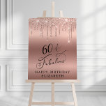 Rose Gold Glitter 60th Birthday Party Welcome Foam Board<br><div class="desc">Elegant 60th birthday party welcome and photo prop foam board sign with rose gold faux glitter on a rose gold background and "60 & Fabulous" in a stylish script. Customize with her name.</div>
