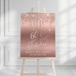 Rose Gold Glitter 60th Birthday Party Welcome Foam Board<br><div class="desc">Elegant welcome and photo prop foam board sign for 60th birthday party with rose gold faux glitter on a rose gold background and "60 & Fabulous" in a stylish white calligraphy script. Customize with her name.</div>