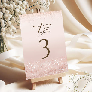 Rose Gold Glitter 60th Birthday Table Numbers