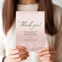 Rose Gold Glitter 60th Birthday Thank You Card