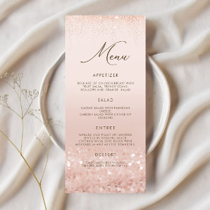 Rose Gold Glitter 70th Birthday Menu Card