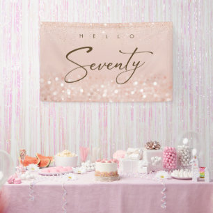 Rose Gold Glitter 70th Birthday Party Banner
