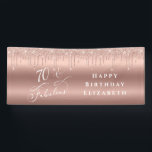 Rose Gold Glitter 70th Birthday Party Banner<br><div class="desc">Elegant personalized 70th birthday party banner featuring "70 & Fabulous" written in a pretty white script against a rose gold faux foil background,  with rose gold faux glitter dripping from the top. Customize with her name.</div>