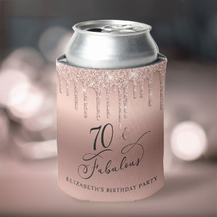 Rose Gold Glitter 70th Birthday Party Can Cooler