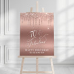 Rose Gold Glitter 70th Birthday Party Foam Board<br><div class="desc">Elegant 70th birthday party welcome and photo prop foam board sign with rose gold faux glitter dripping against a rose gold background and "70 & Fabulous" in a stylish white script. Customize with her name.</div>